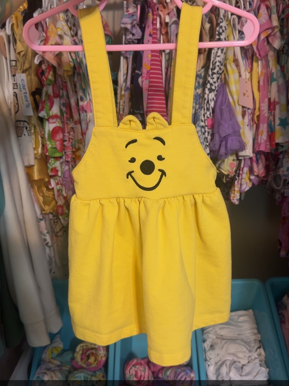 Yellow Winnie-the-Pooh Disney Baby Overalls Dress 12m